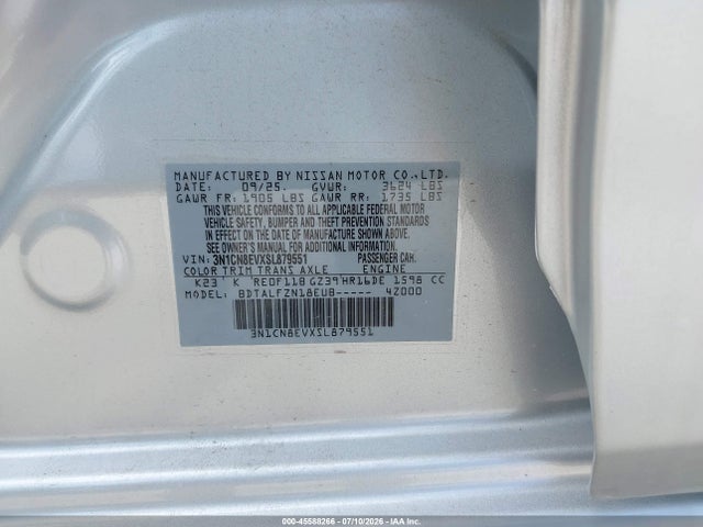 3N1CN8EVXSL879551 Nissan Versa 1.6 Sv