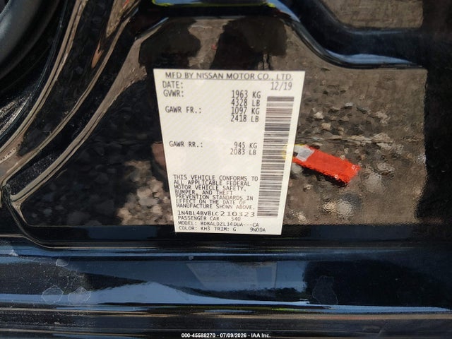 Продаж на аукціоні авто 2020 Nissan Altima S Fwd, vin: 1N4BL4BV8LC210323, номер лоту: 45588270