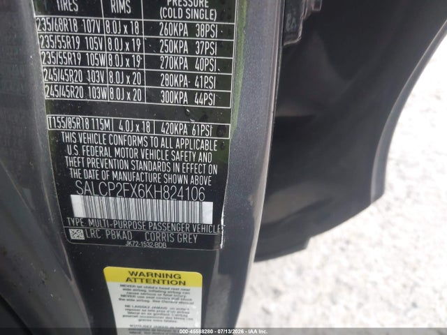 45588280 :رقم المزاد ، SALCP2FX6KH824106 vin ، 2019 Land Rover Discovery Sport Se مزاد بيع