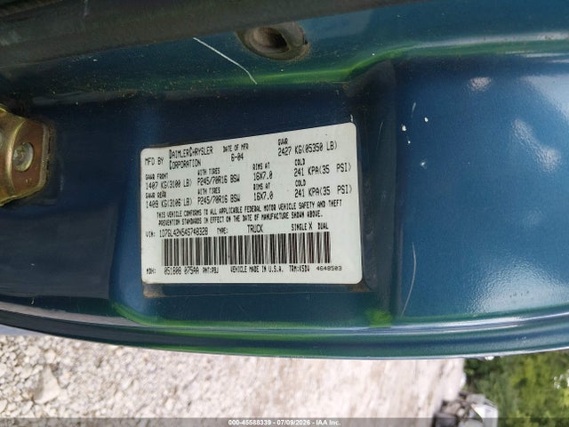 Продаж на аукціоні авто 2004 Dodge Dakota Slt, vin: 1D7GL42N54S748328, номер лоту: 45588339