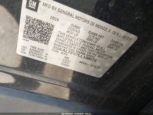 Продаж на аукціоні авто 2020 Gmc Terrain Awd Sle, vin: 3GKALTEV7LL188075, номер лоту: 45588348