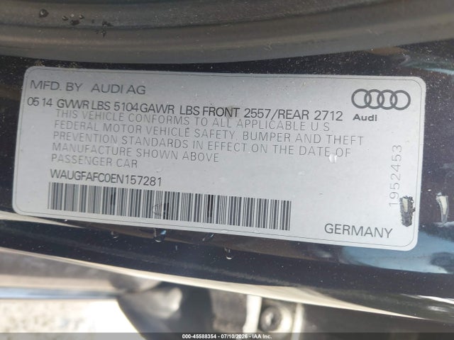 2014 Audi A6 2.0t Premium მანქანა იყიდება აუქციონზე, vin: WAUGFAFC0EN157281, აუქციონის ნომერი: 45588354