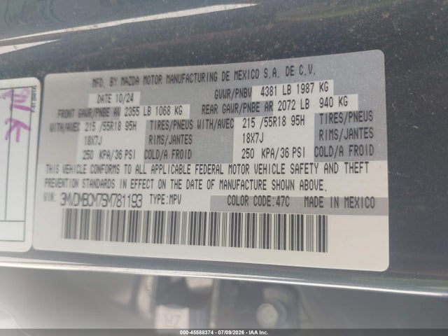 Продаж на аукціоні авто 2025 Mazda Cx-30 2.5 S Carbon Edition, vin: 3MVDMBCM7SM781193, номер лоту: 45588374