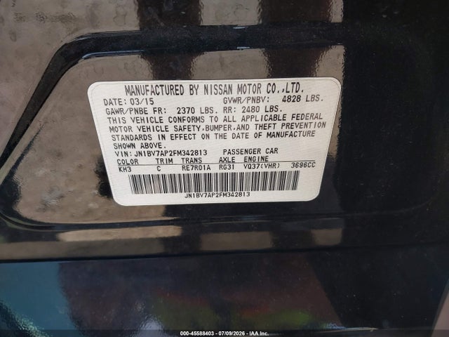 Продажа на аукционе авто 2015 Infiniti Q50 Premium, vin: JN1BV7AP2FM342813, номер лота: 45588403