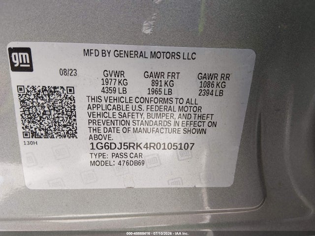 2024 Cadillac Ct4 Luxury მანქანა იყიდება აუქციონზე, vin: 1G6DJ5RK4R0105107, აუქციონის ნომერი: 45588416