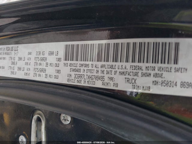 2017 Ram 1500 Big Horn მანქანა იყიდება აუქციონზე, vin: 3C6RR7LTXHG709495, აუქციონის ნომერი: 45588420