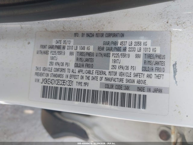 45588479 :رقم المزاد ، JM3KE4DY0E0351331 vin ، 2014 Mazda Cx-5 Grand Touring مزاد بيع