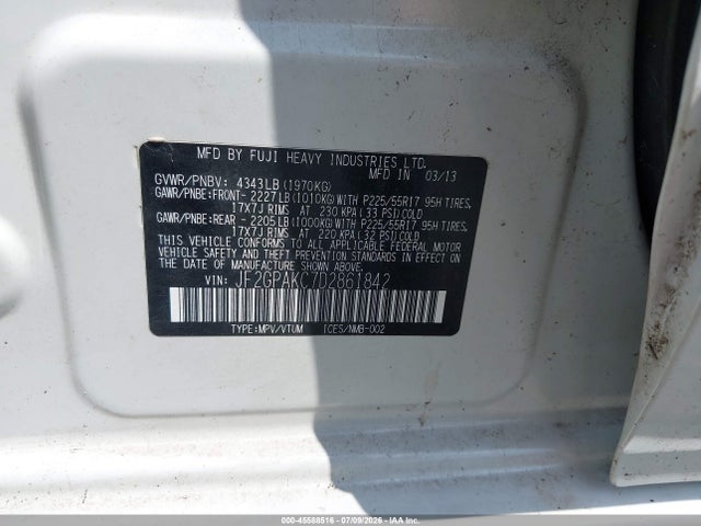 Aukcja sprzedaży 2013 Subaru Xv Crosstrek 2.0i Limited, vin: JF2GPAKC7D2861842, numer aukcji: 45588516