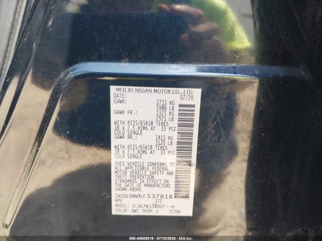 Продажа на аукционе авто 2020 Infiniti Qx60 Pure, vin: 5N1DL0MN9LC537818, номер лота: 45588519
