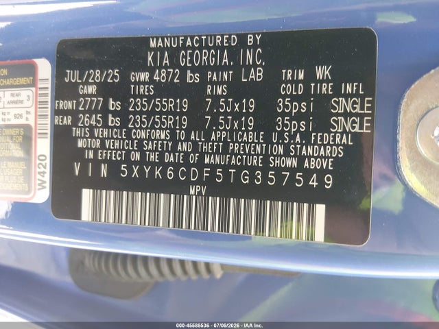 Продаж на аукціоні авто 2026 Kia Sportage X-line, vin: 5XYK6CDF5TG357549, номер лоту: 45588536