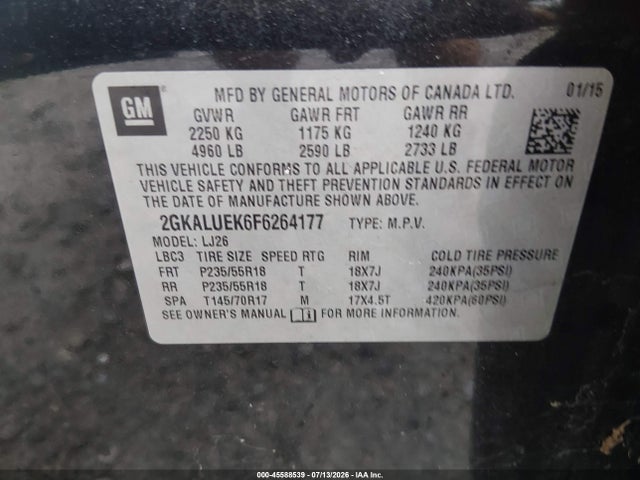 Продаж на аукціоні авто 2015 Gmc Terrain Denali, vin: 2GKALUEK6F6264177, номер лоту: 45588539