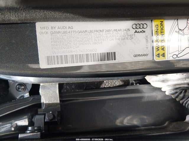 Продажа на аукционе авто 2007 Audi A4 2.0t, vin: WAUAF48H57K020602, номер лота: 45588550