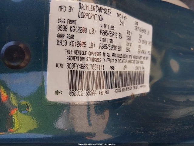 Aukcja sprzedaży 2001 Chrysler Pt Cruiser, vin: 3C8FY4BB61T694141, numer aukcji: 45588625