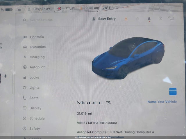 Aukcja sprzedaży 2024 Tesla Model 3, vin: 5YJ3E1EA0RF736683, numer aukcji: 45588679