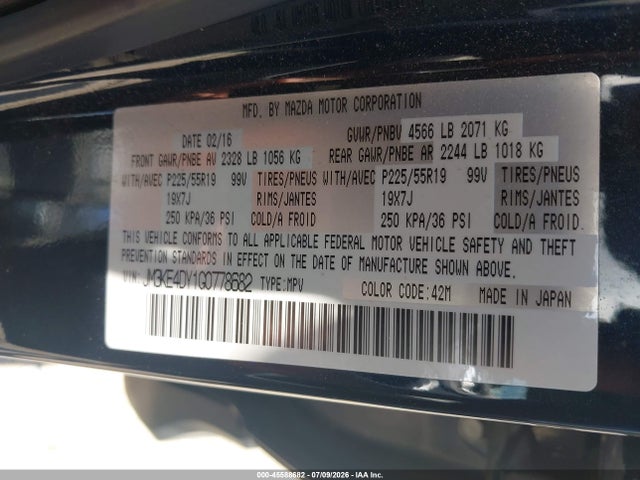 Продаж на аукціоні авто 2016 Mazda Cx-5 Grand Touring, vin: JM3KE4DY1G0778682, номер лоту: 45588682