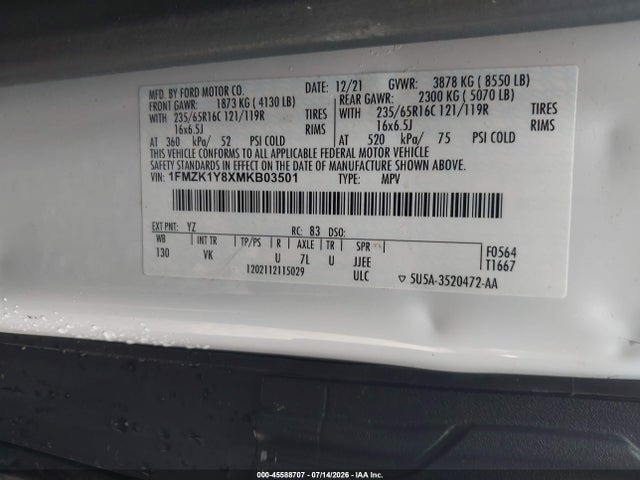 1FMZK1Y8XMKB03501 Ford Transit-150 Passenger Van Xl