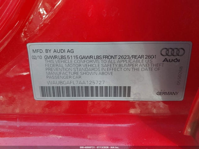Продажа на аукционе авто 2010 Audi S4 3.0 Premium Plus, vin: WAUBGAFL7AA125727, номер лота: 45588721