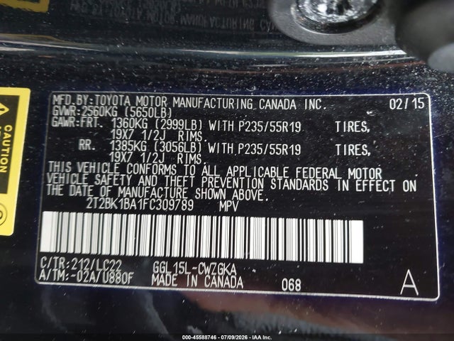 Продаж на аукціоні авто 2015 Lexus Rx 350 F Sport, vin: 2T2BK1BA1FC309789, номер лоту: 45588746