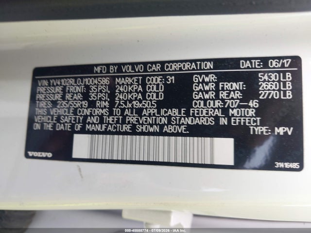 Продажа на аукционе авто 2018 Volvo Xc60 T5 Inscription, vin: YV4102RL0J1004586, номер лота: 45588774