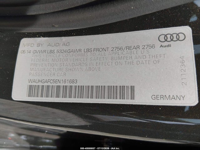 Продаж на аукціоні авто 2014 Audi A6 3.0t Premium Plus, vin: WAUHGAFC5EN161683, номер лоту: 45588857