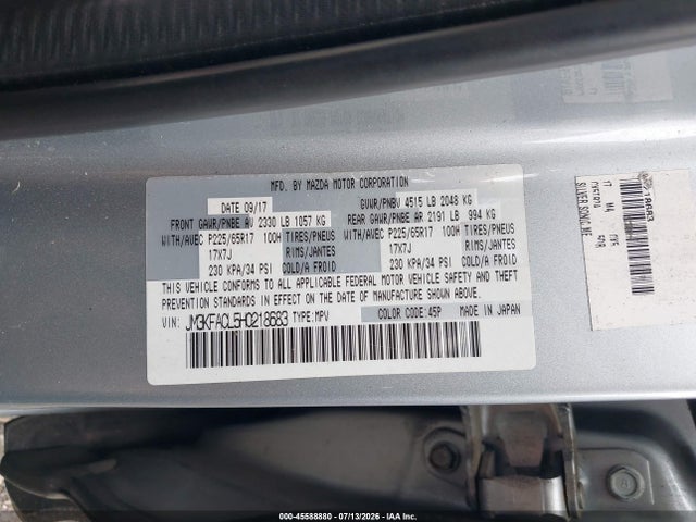 Продаж на аукціоні авто 2017 Mazda Cx-5 Touring, vin: JM3KFACL5H0218683, номер лоту: 45588880
