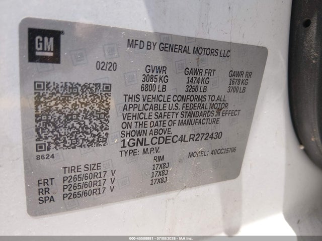 Продаж на аукціоні авто 2020 Chevrolet Tahoe 2wd Commercial Fleet, vin: 1GNLCDEC4LR272430, номер лоту: 45588881