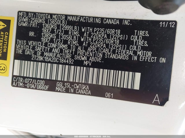 Продаж на аукціоні авто 2013 Lexus Rx 350, vin: 2T2BK1BA2DC184492, номер лоту: 45588886
