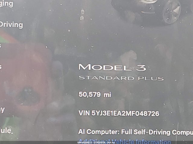 Продаж на аукціоні авто 2021 Tesla Model 3 Standard Range Plus Rear-wheel Drive, vin: 5YJ3E1EA2MF048726, номер лоту: 45588913