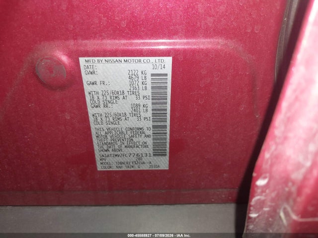 Nissan Rogue Sl 2015 5N1AT2MV2FC776131 Image 9