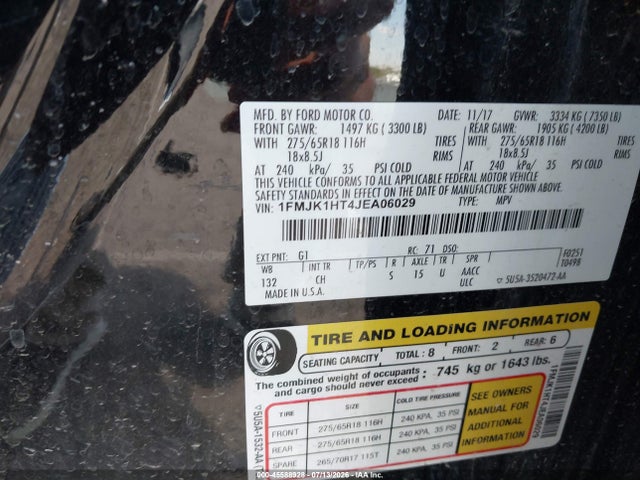 Ford Expedition Max Xlt 2018 1FMJK1HT4JEA06029 Image 9