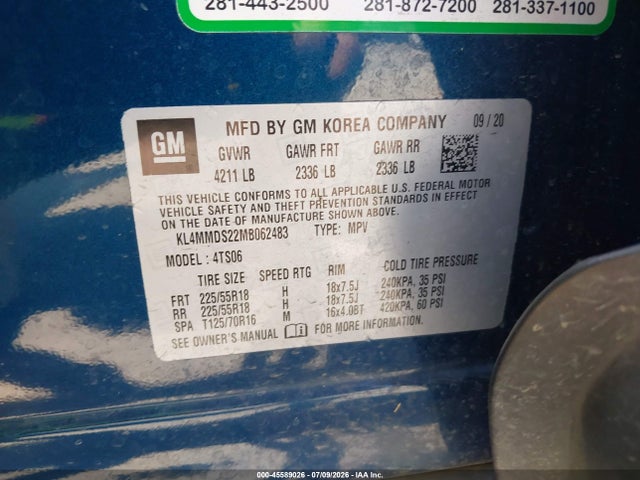 Продаж на аукціоні авто 2021 Buick Encore Gx Fwd Select, vin: KL4MMDS22MB062483, номер лоту: 45589026