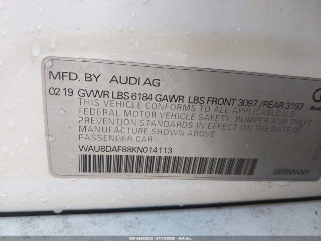 Продажа на аукционе авто 2019 Audi A8 L 55, vin: WAU8DAF88KN014113, номер лота: 45589032