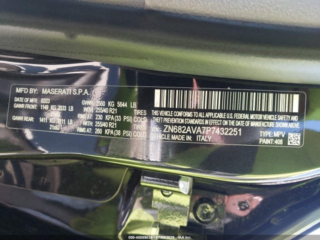 Продажа на аукционе авто 2023 Maserati Grecale Gt, vin: ZN682AVA7P7432251, номер лота: 45589034