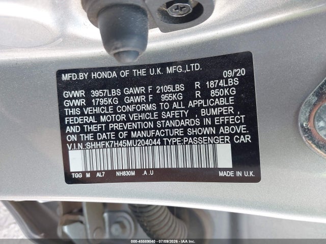 SHHFK7H45MU204044 Honda Civic Sport