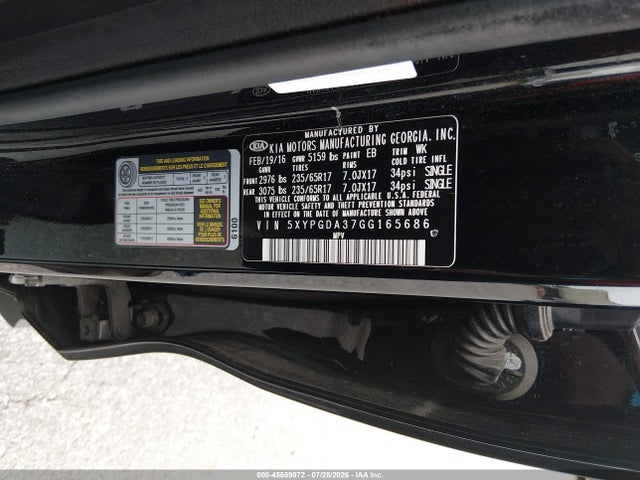 Aukcja sprzedaży 2016 Kia Sorento 2.4l Lx, vin: 5XYPGDA37GG165686, numer aukcji: 45589072