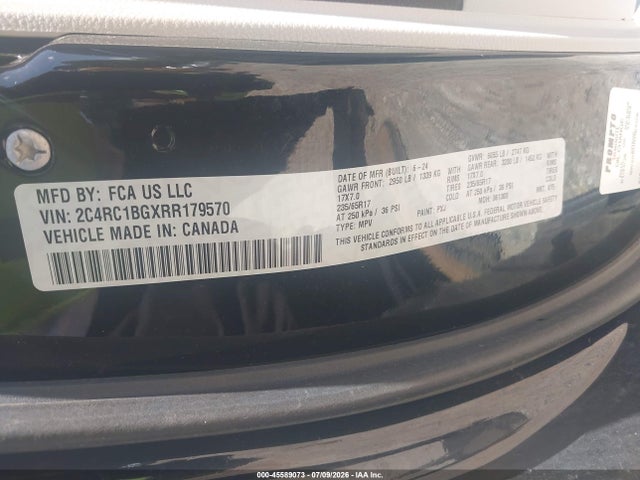 Продаж на аукціоні авто 2024 Chrysler Pacifica Touring L, vin: 2C4RC1BGXRR179570, номер лоту: 45589073