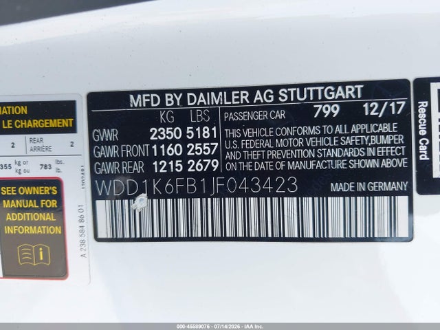 Mercedes-Benz E 400 2018 WDD1K6FB1JF043423 Image 9