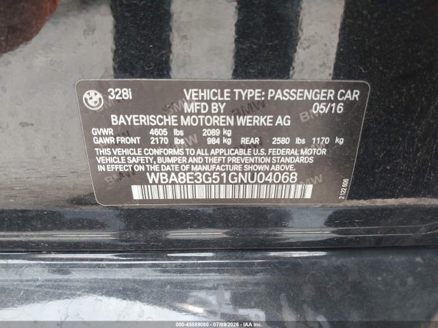 BMW 328i Xdrive 2016 WBA8E3G51GNU04068 Image 9