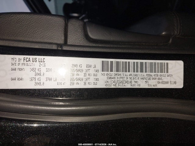 1C4RJFCG0GC349149 Jeep Grand Cherokee High Altitude