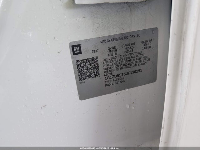 Продаж на аукціоні авто 2018 Chevrolet Malibu Lt, vin: 1G1ZD5ST5JF130251, номер лоту: 45589095