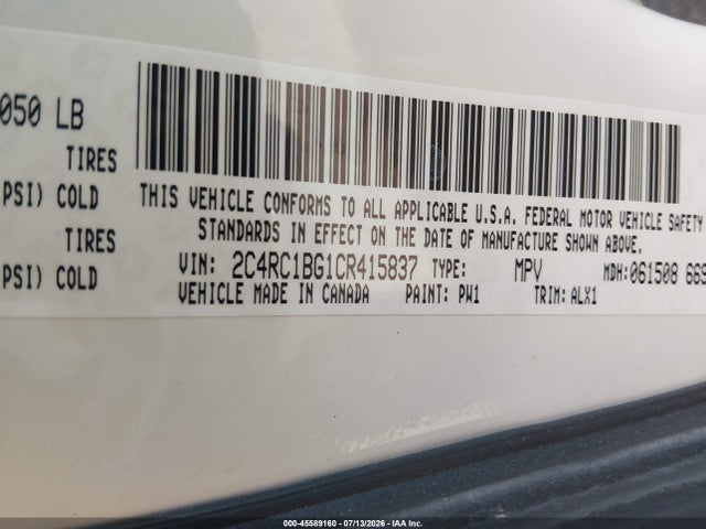 Aukcja sprzedaży 2012 Chrysler Town & Country Touring, vin: 2C4RC1BG1CR415837, numer aukcji: 45589160