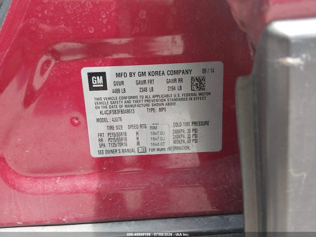 Aukcja sprzedaży 2015 Buick Encore Convenience, vin: KL4CJFSB3FB048613, numer aukcji: 45589188