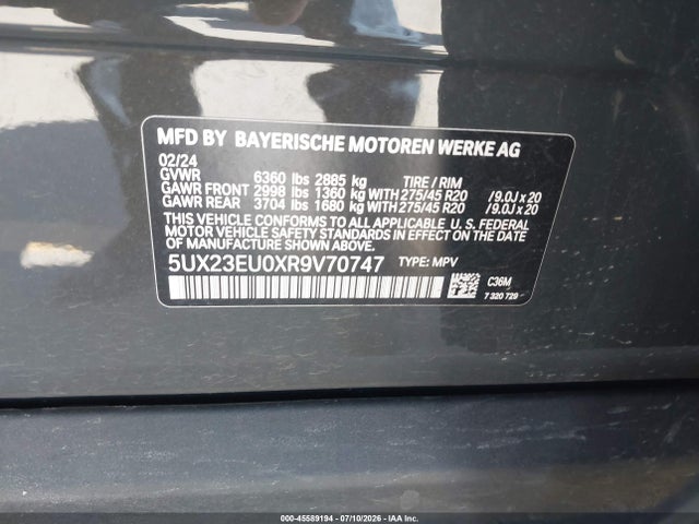 5UX23EU0XR9V70747 BMW X5 Xdrive40i