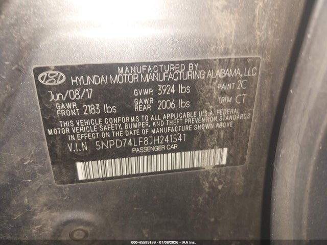 5NPD74LF8JH241541 Hyundai ELANTRA SE