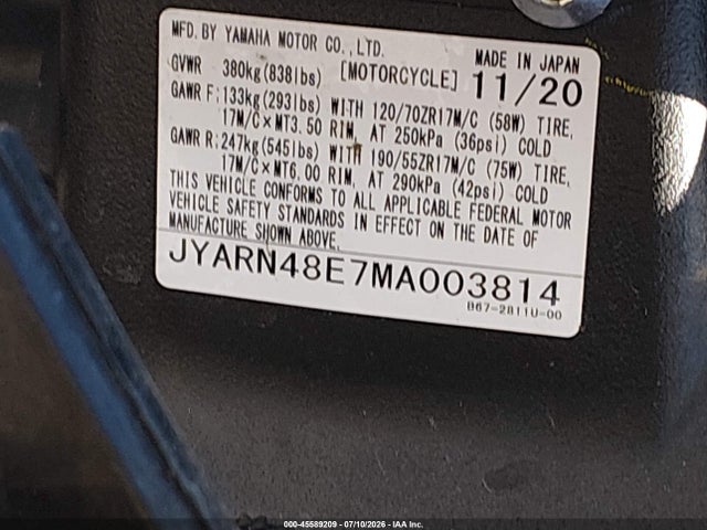 Yamaha Mtn1000 2021 JYARN48E7MA003814 Image 10