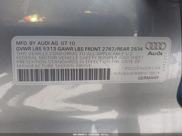 45589213 :رقم المزاد ، WAUKGAFB9BN010919 vin ، 2011 Audi A6 3.0 Premium مزاد بيع
