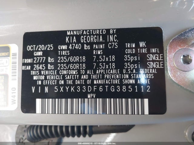 Продаж на аукціоні авто 2026 Kia Sportage Ex, vin: 5XYK33DF6TG385112, номер лоту: 45589215