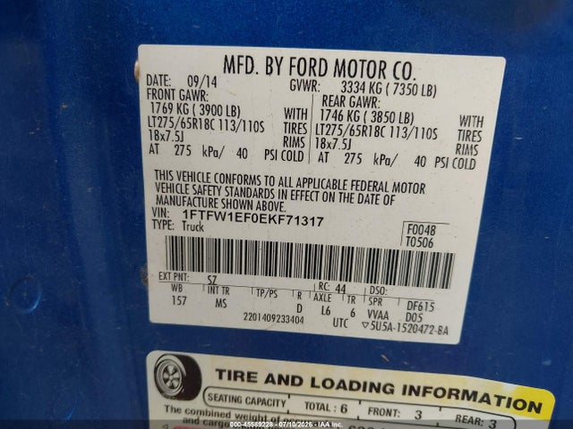 Продажа на аукционе авто 2014 Ford F-150 Xlt, vin: 1FTFW1EF0EKF71317, номер лота: 45589228