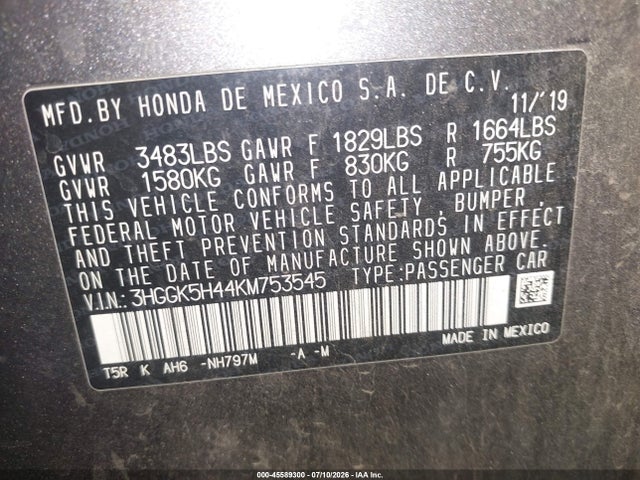 Honda FIT LX 2019 3HGGK5H44KM753545 Image 9