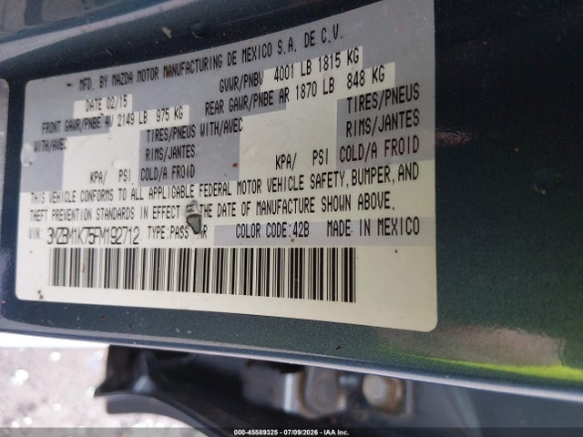 Aukcja sprzedaży 2015 Mazda Mazda3 I Sport, vin: 3MZBM1K75FM192712, numer aukcji: 45589325